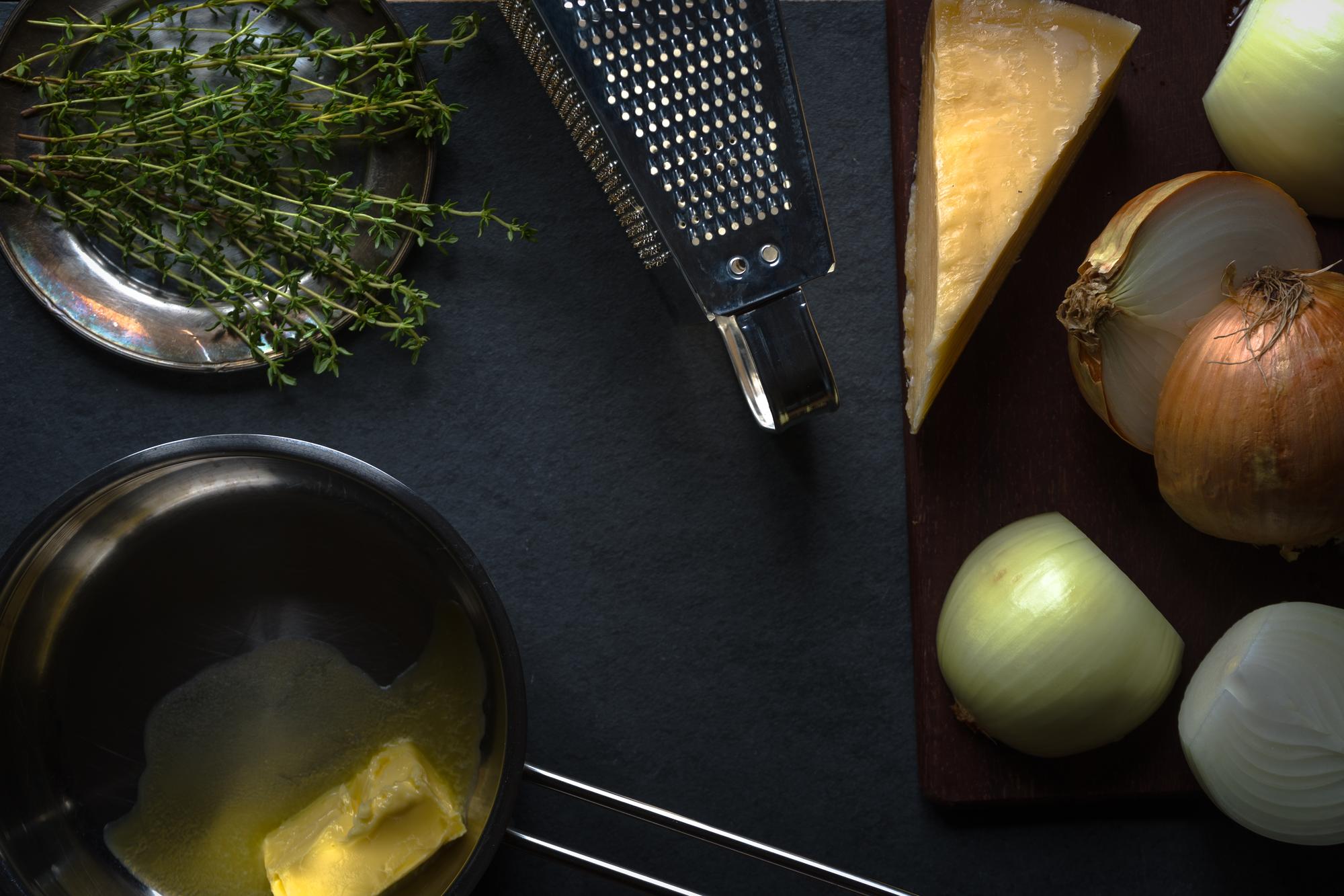 Compact culinary kit on a dark counter