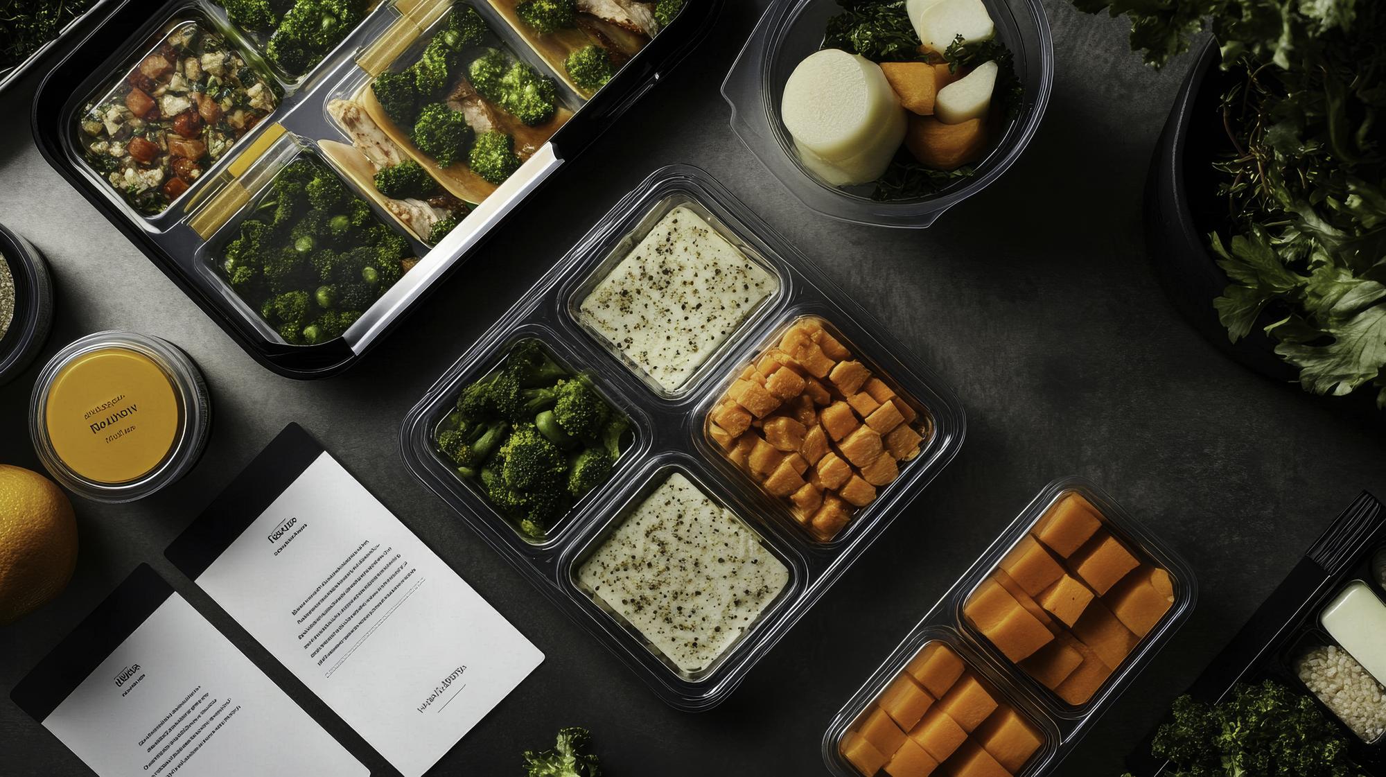 Packaged meal kit labeled and organized